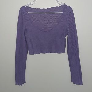 💖Bundle It!💖 Purple Long Sleeve Cropped Shirt w/ Long Sleeves and Lettuce Trim